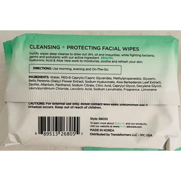 Fortify+ Bacteria Fighting Skincare Set: Facial Wipes and 2 Under Eye Pads Vegan - Picture 3 of 9